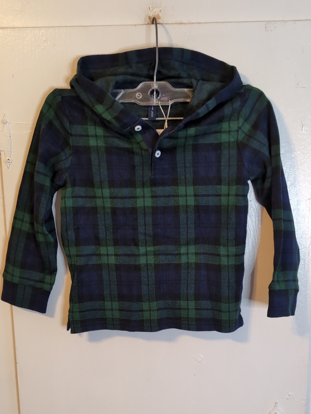 Janie and Jack Green Plaid Hoodie toddler boy size 4